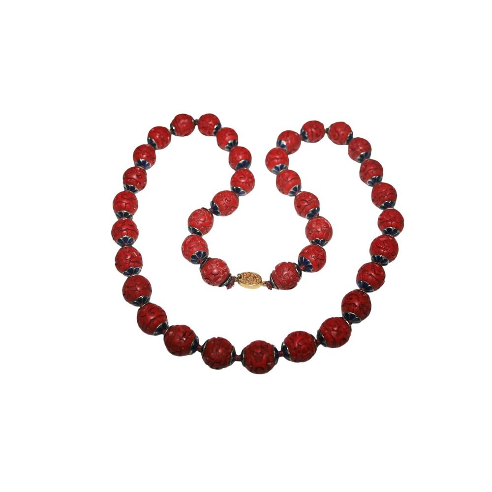 Vintage Art Deco Cinnabar Necklace
